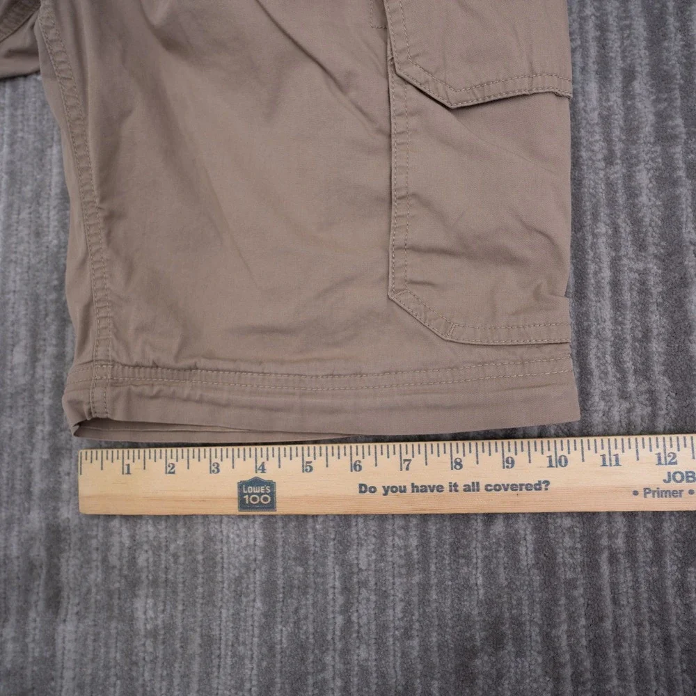 BC Clothing Co Men Tan Khaki Convertible Cargo Shorts Stretch Belted Size L x 30